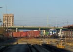 CSX 776 leads a train towards the station for a crew change